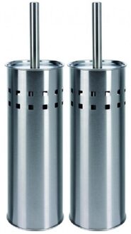 2x RVS toiletborstel met houder 39 cm