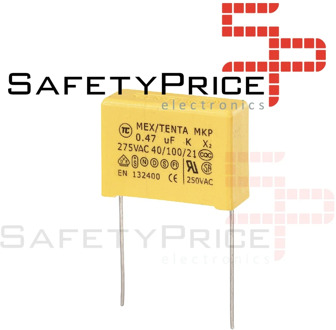 2x Safety capacitor MKP X2 0.47uF 474K AC 275V 15mm