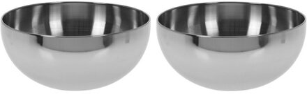 2x Salade schaal RVS - Serveerschalen/schalen RVS 24 cm