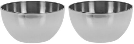 2x Salade schaaltjes RVS - Serveerschalen/schalen RVS 13 cm
