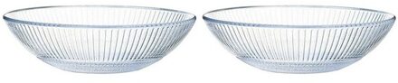 2x Salade Schalen/slakommen Van Glas Met Relief 26 Cm - Saladeschalen