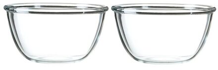 2x Salade serveerschalen glas 24 cm - Saladeschalen Transparant