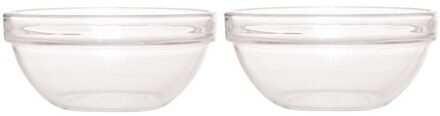 2x Salade serveerschalen glas 29 cm - Saladeschalen Transparant