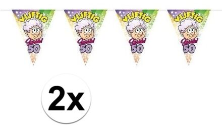 2x Sarah 50 jaar vlaggenlijn / slingers - 10 meter - versiering