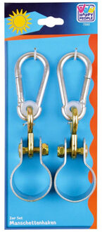2x Schommelhaken met bevestigingsring en karabijnhaak 5 cm - Schommelhaken Zilverkleurig