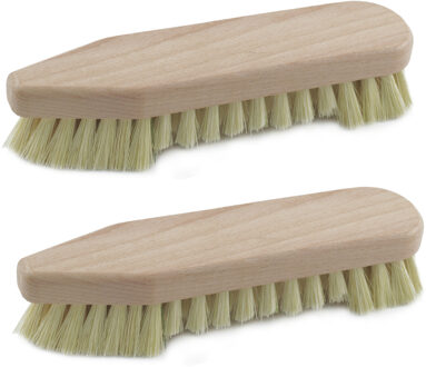 2x Schrobborstels hout met baard en spitse neus 22 x 6 cm - Schrobborstels Multikleur