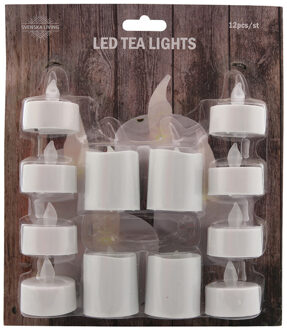 2x set van 12 stuks Led theelichtjes/waxinelichtjes in diverse maten - LED kaarsen Wit