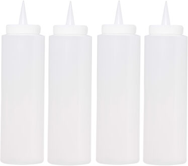 2x Set van 2 stuks transparante doseerflessen/sausflessen 400 ml/40 cl/0,4 liter