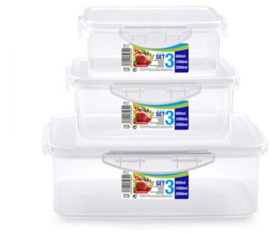 2x setje van 3x stuks voedsel opslagbakjes met deksel diverse formaten