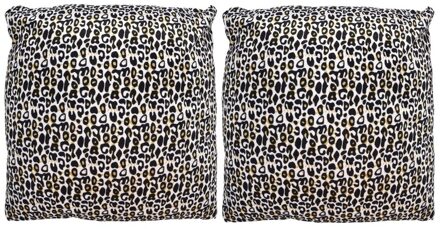 2x Sierkussentjes met cheetah print 45 cm - Sierkussens Bruin