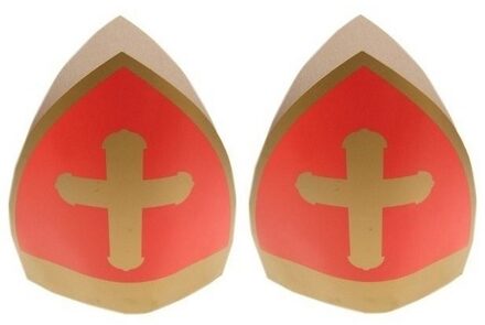 2x Sinterklaas kinder mijter van karton