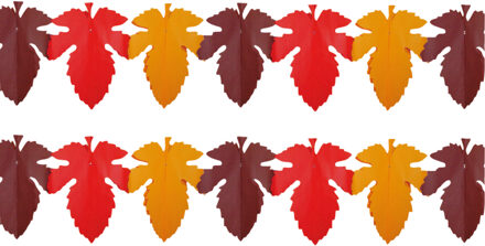 2x Slinger herfstbladeren 3 meter - Papieren herfst thema versiering - Herfstdecoratie slingers