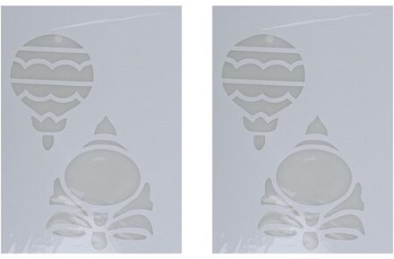 2x Sneeuwspray kerst raamsjablonen kerstballen plaatjes 35 cm - Kerst raamsjablonen Wit