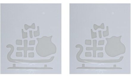 2x Sneeuwspray kerst raamsjablonen slee plaatjes 35 cm - Kerst raamsjablonen Wit