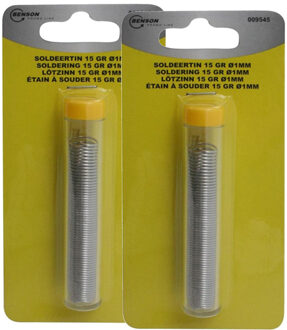 2x Soldeertin voor soldeerbout 15 gram - 3 meter - 1 mm dik - solderen elektronica / soldeeraccessoires