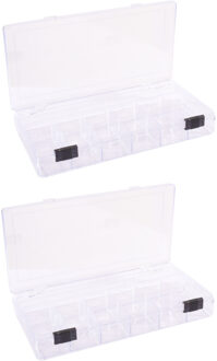 2x Sorteerdozen/boxen/organizers transparant 20 cm - Gereedschap opbergkisten