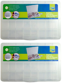 2x Sorteerdozen/boxen/organizers transparant 35 cm - Gereedschap opbergkisten