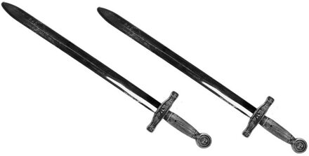 2x Speelgoed ridder verkleed zwaard zilver 63 cm