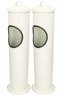 2x Staande asbakken met afvalbakje en deksel wit 60 cm