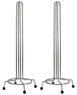 2x Staande toiletrolhouders zilver 47,5 cm - Badkamer/toiletaccessoires - Badkamer/toiletbenodigdheden - Toilet/wc-rol houders - Toiletpapier opstapelen op houder.