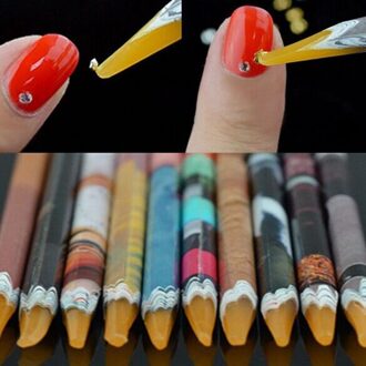 2x Steentjes Picker Potlood Diamant Nail Art Pen Pedicure Kristallen Wax Manicure