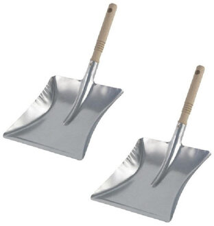 2x Stofblikken verzinkt met houten steel 23 x 21 cm