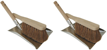 2x Stoffer en blik set verzinkt/hout/kokosharen voor buiten