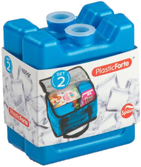 2x stuks 100 grams koelelementen 8 x 7.5 cm kobalt blauw