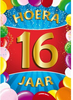 2x stuks 16 jaar mega deurposter 59 x 84 cm leeftijd verjaardag feestartikelen - Feestposters Multikleur