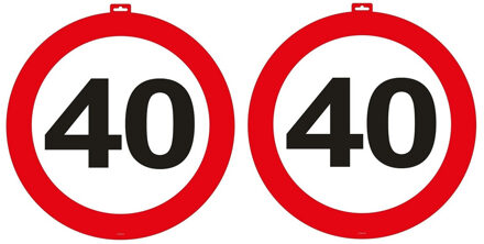 2x stuks 40 Jaar verjaardag verkeersbord wandborden 47 cm - Feestdeurdecoraties Multikleur