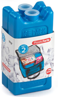 2x stuks 90 grams koelelementen - 11 x 5.5 cm - blauw - kunststof - met sneeuwvlokken print