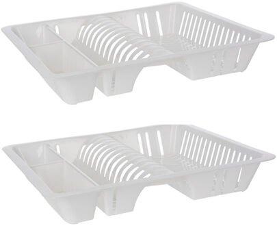 2x stuks afwas afdruiprekken wit kunststof L48 x B39 x H8 cm - Afdruiprekken