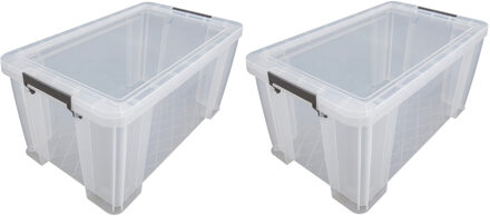 2x stuks Allstore opbergboxen - 54 liter - Transparant - 66 x 38 x 31 cm - Opbergbox