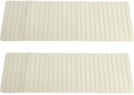 2x stuks anti-slip badmatten creme wit 69 x 39 cm rechthoekig