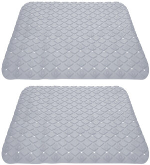 2x stuks anti-slip badmatten licht grijs 55 x 55 cm vierkant