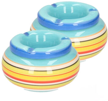 2x stuks asbak in mooie blauwe kleuren combinatie11 cm - Action products
