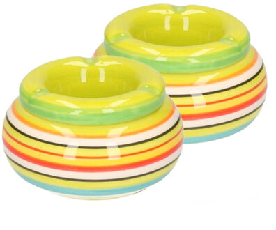 2x stuks asbak in mooie groene kleuren combinatie11 cm - Action products