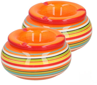 2x Stuks Asbak In Mooie Rode Kleuren Combinatie11 Cm Multikleur