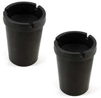 2x stuks auto asbakken zwart 10 x 8 cm