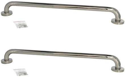 2x stuks badkamer/douche wand handgreep rvs metaal zilver 60 cm - Badkameraccessoireset Zilverkleurig