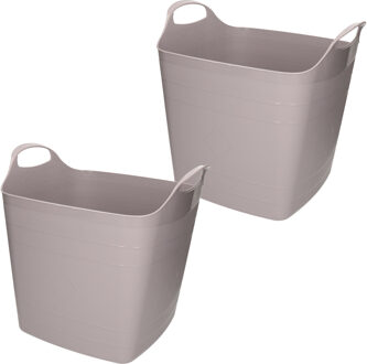 2x stuks bathroom Solutions Kuip - flexibel - emmer - grijs - 25 liter - Wasmanden