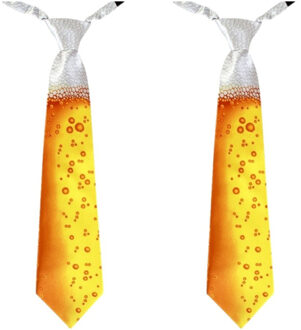 2x stuks bier glas thema party stropdas