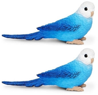 2x stuks blauwe speelgoed figuur grasparkiet van plastic 7 cm - Action products