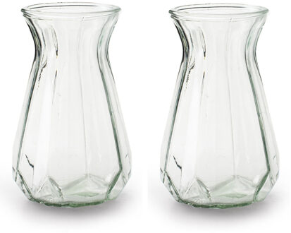 2x Stuks Bloemenvazen - helder/transparant glas - H18 x D11.5 cm - Vazen