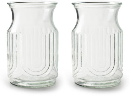 2x Stuks Bloemenvazen - helder/transparant glas - H20 x D12.5 cm - Vazen