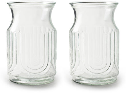 2x Stuks Bloemenvazen - helder/transparant glas - H20 x D12.5 cm
