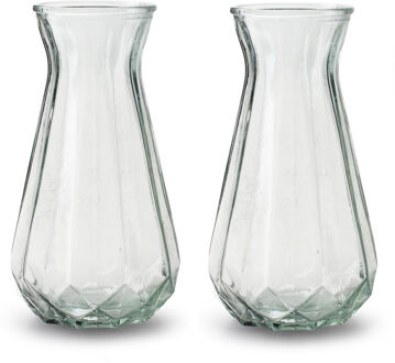 2x Stuks Bloemenvazen - helder/transparant glas - H24 x D13.5 cm