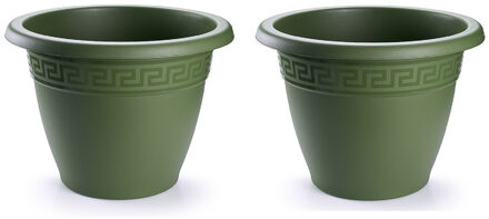2x stuks bloempotten donkergroen rond diameter 45 cm - Plantenpotten