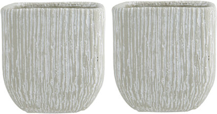 2x stuks bloempotten keramiek/aardewerk voor kamerplant grijs D18 x H20 cm