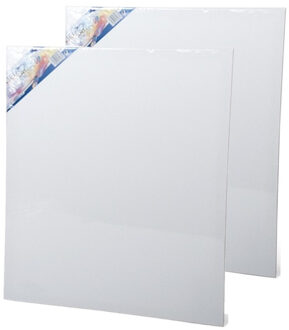 2x stuks canvas schildersdoeken 60 x 50 cm voor hobby verven/schilderen - Schildersdoeken Wit